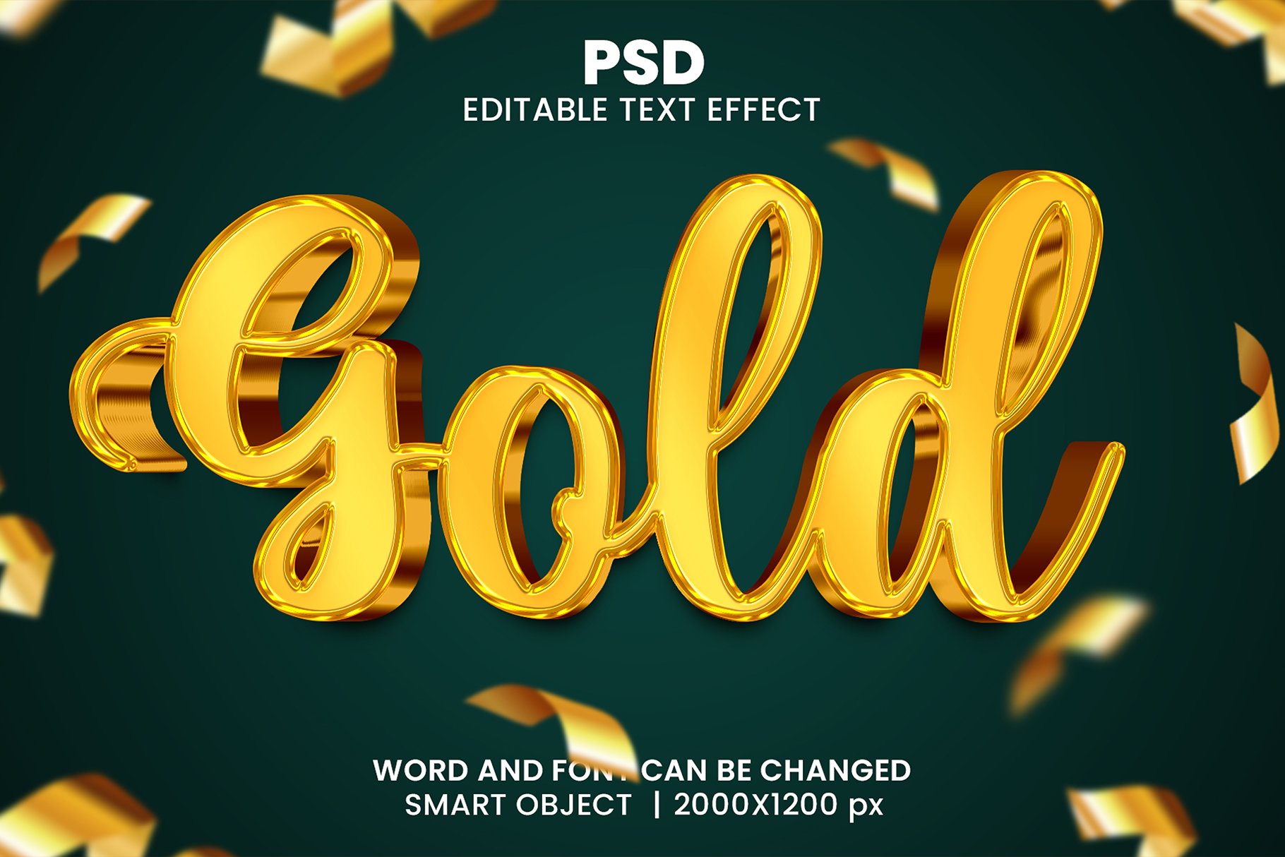 Gold 3d Editable Psd Text Effectcover image.