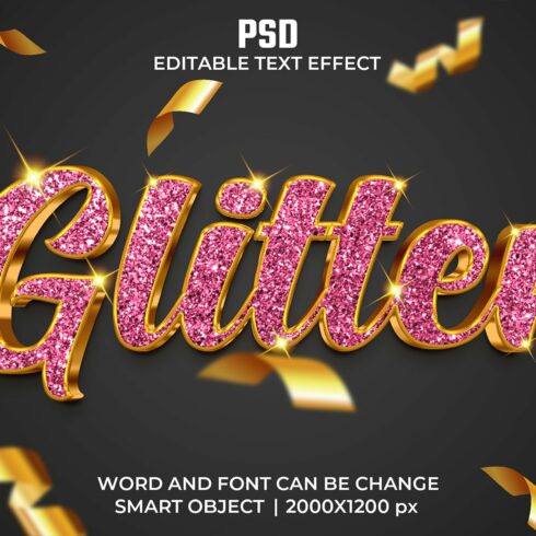 Glitter 3d Editable Text Effectcover image.