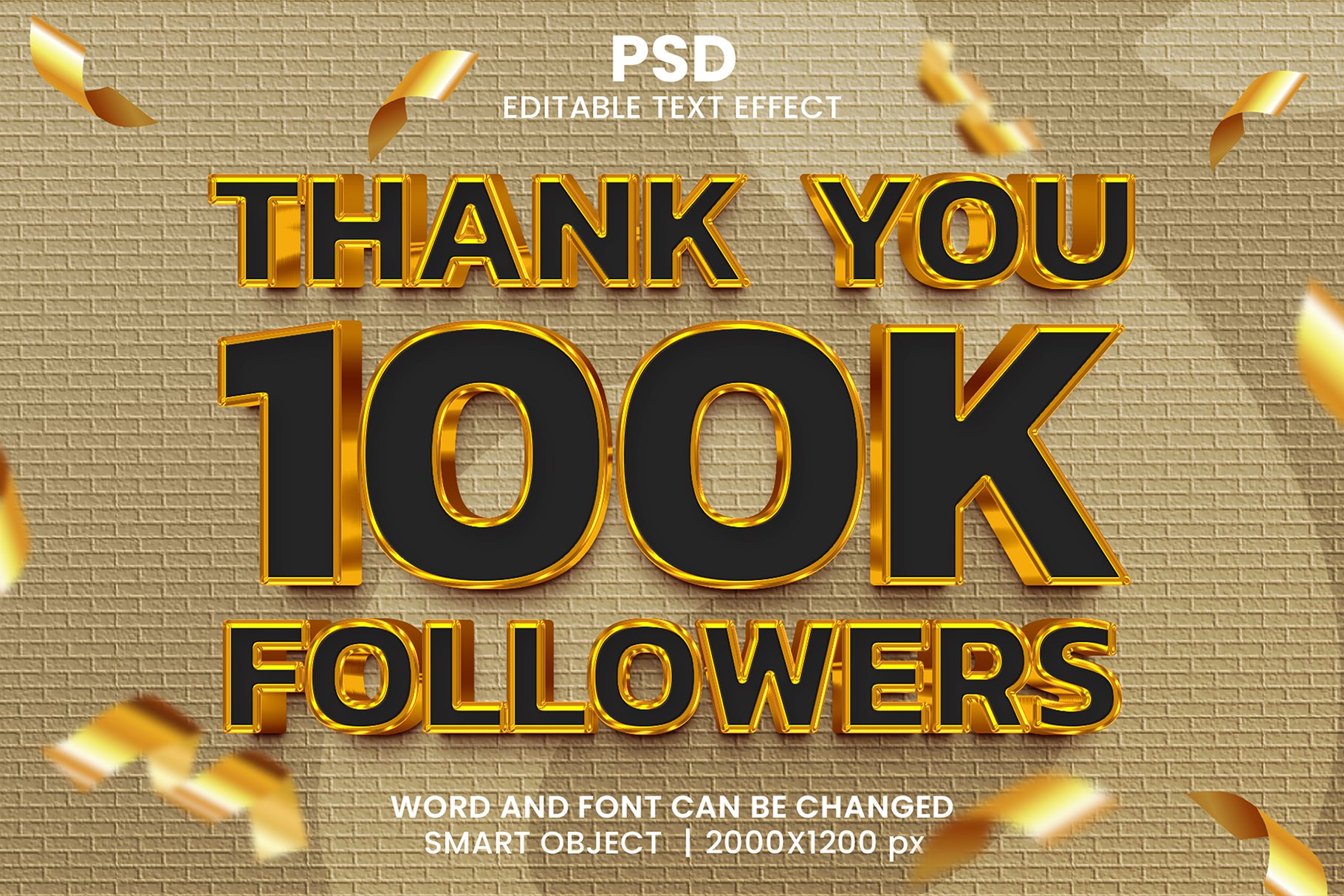 100k luxury 3d Psd Text Effectcover image.