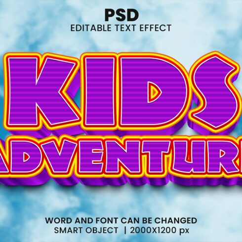 Kids adventure 3d Text Effectcover image.