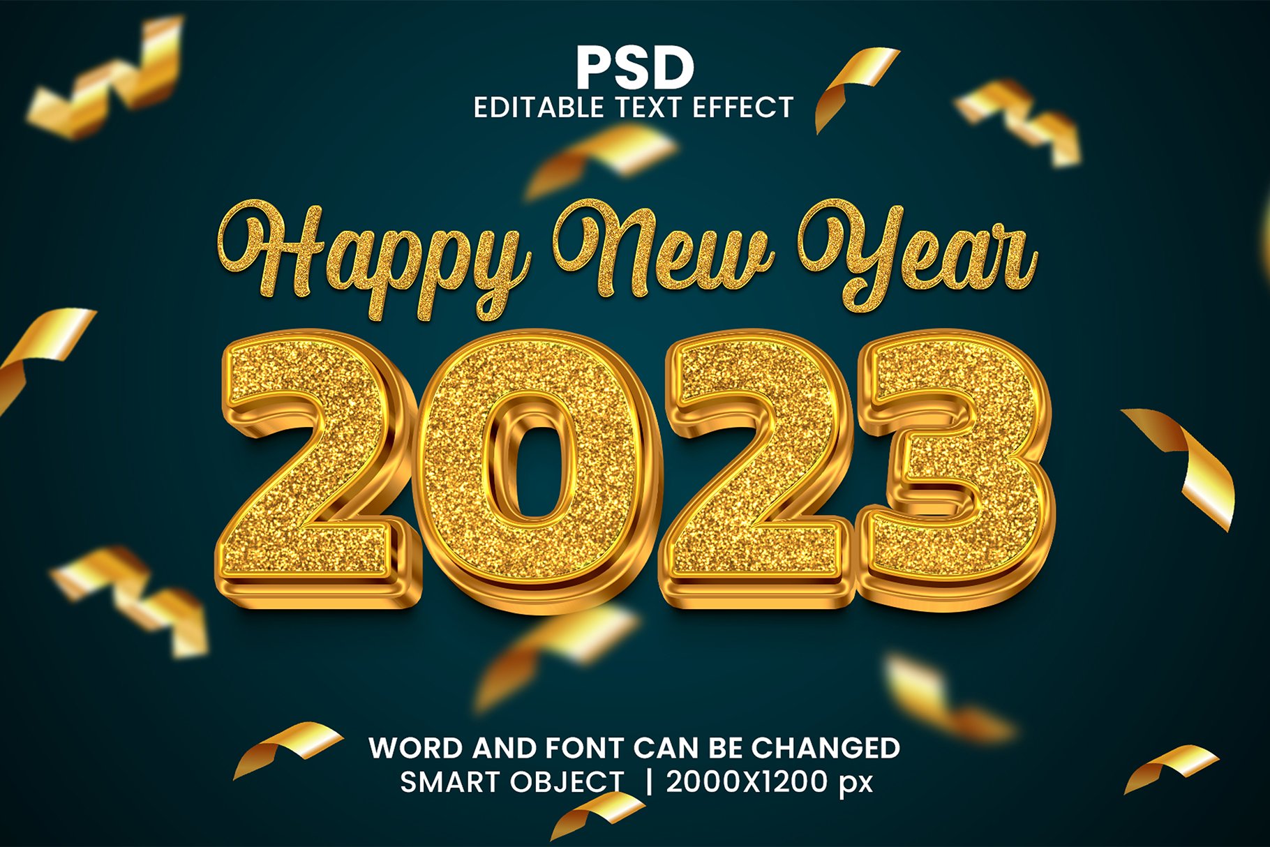 New year 2023 Psd Text Effectcover image.