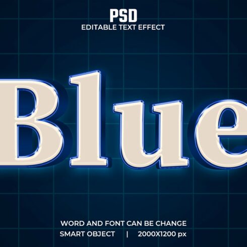 Blue 3d Editable Psd Text Effectcover image.