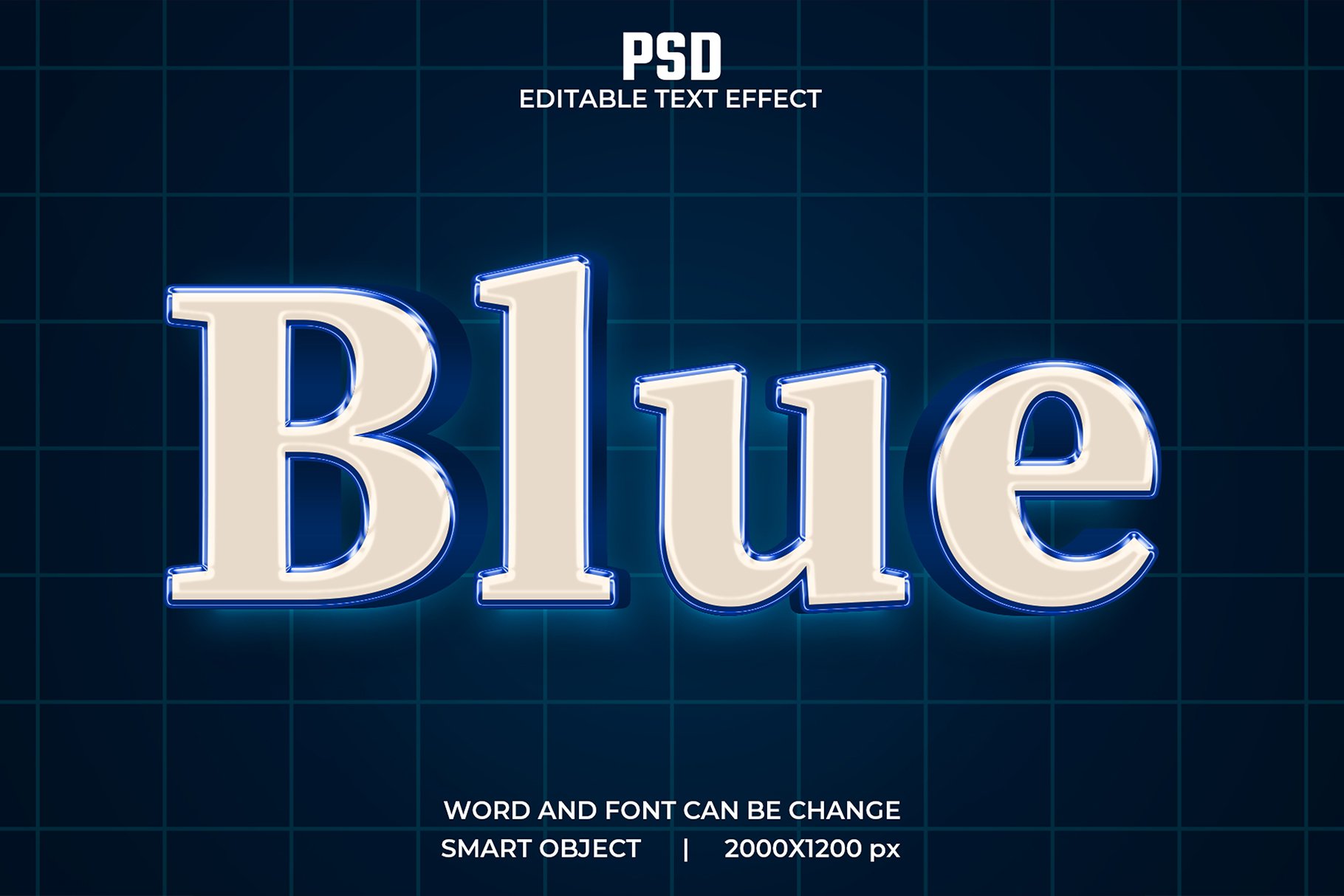 Blue 3d Editable Psd Text Effectcover image.
