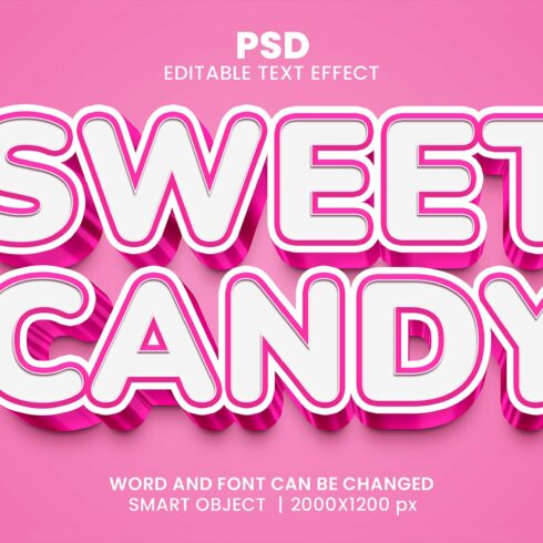 Sweet candy 3d Editable Text Effectcover image.