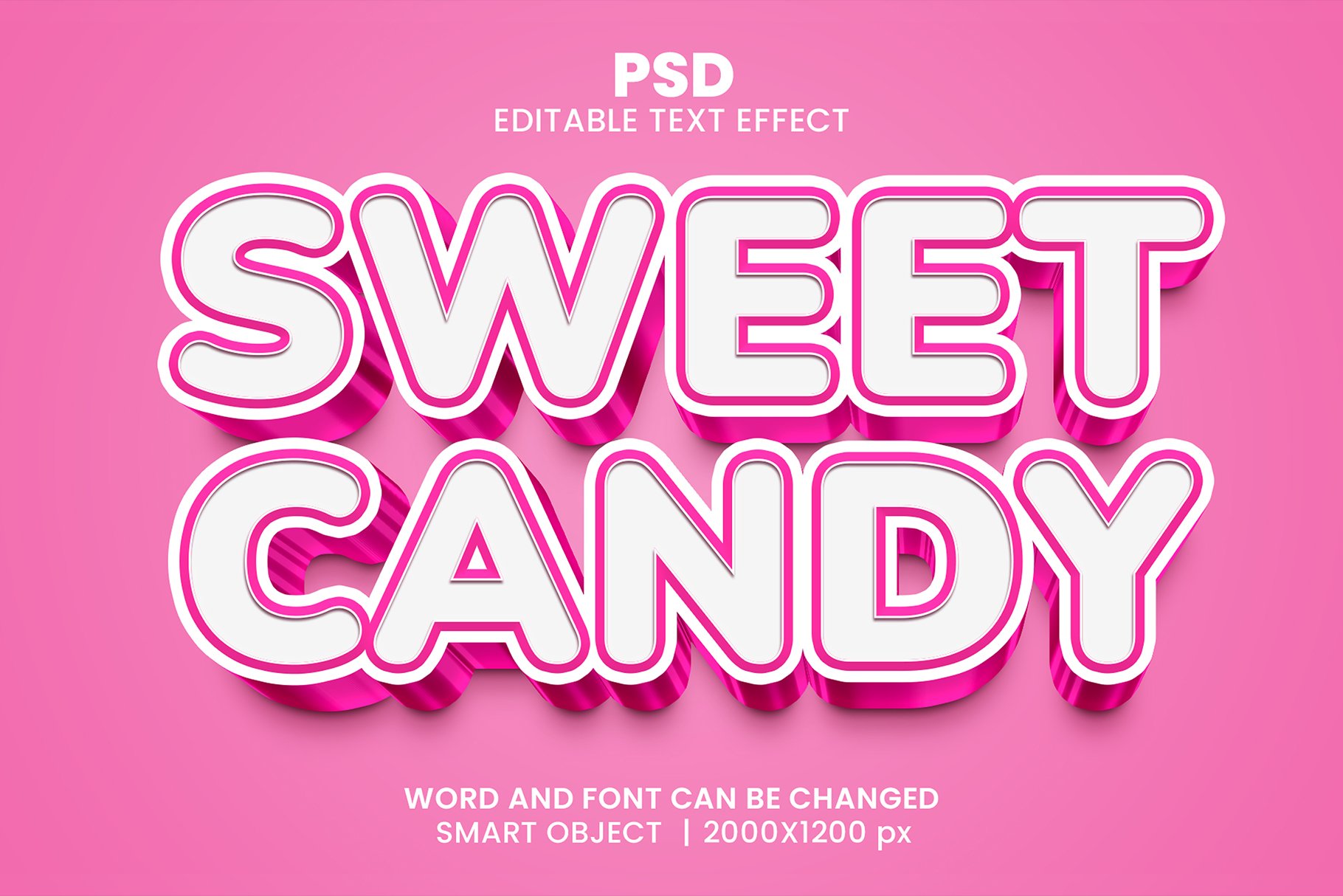 Sweet candy 3d Editable Text Effectcover image.