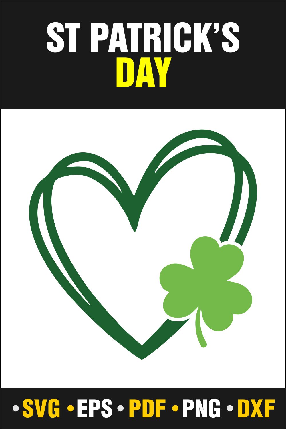St Patrick's Day Heart Bundle, St Patrick's Heart, Lucky SVG, St Patricks Day Rainbow, Shamrock, Cut File Cricut pinterest preview image.