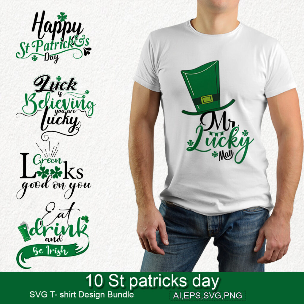 10 st patricks day SVG typography t shirt design bundle - MasterBundles