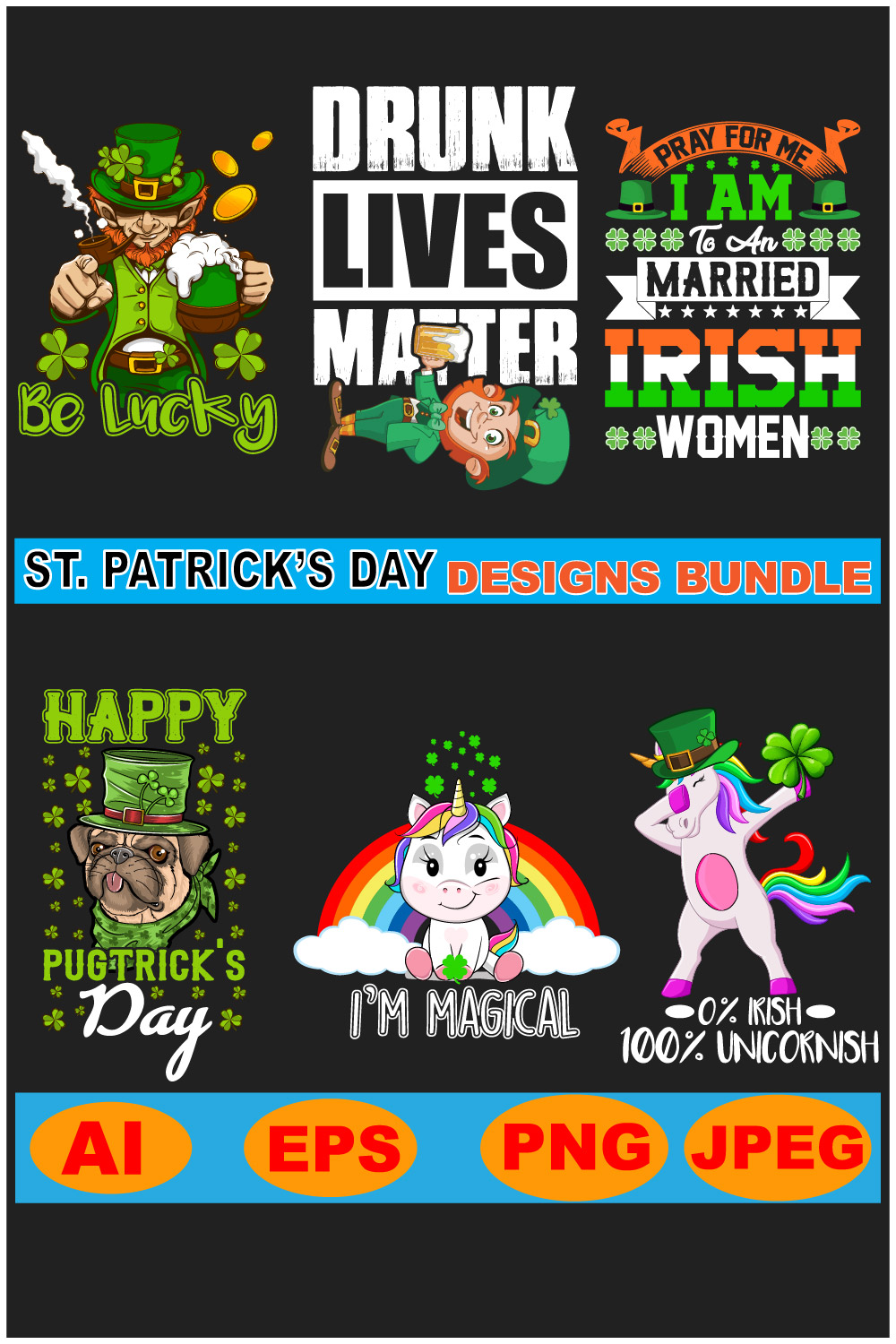 St Patrick\'s day Designs bundle pinterest preview image.