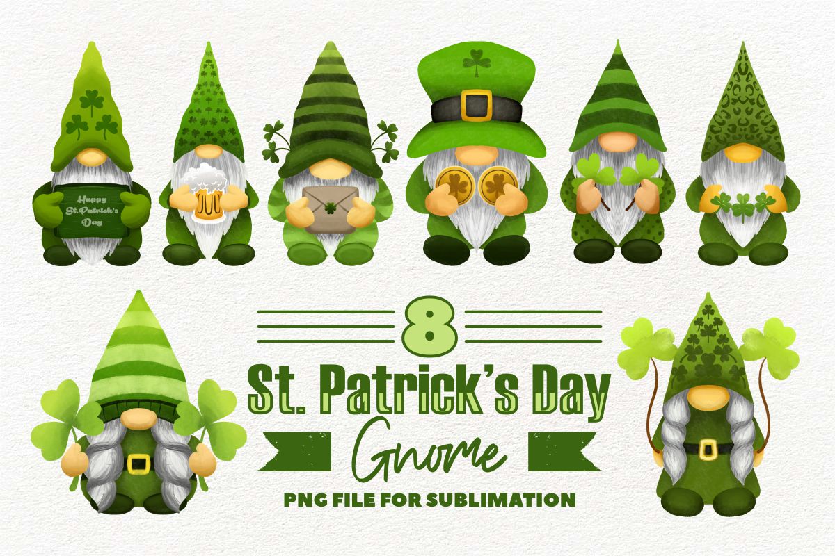 St Patricks Day Gnome sublimation designs, png sublimation shirt desig –  MUJKA CLIPARTS