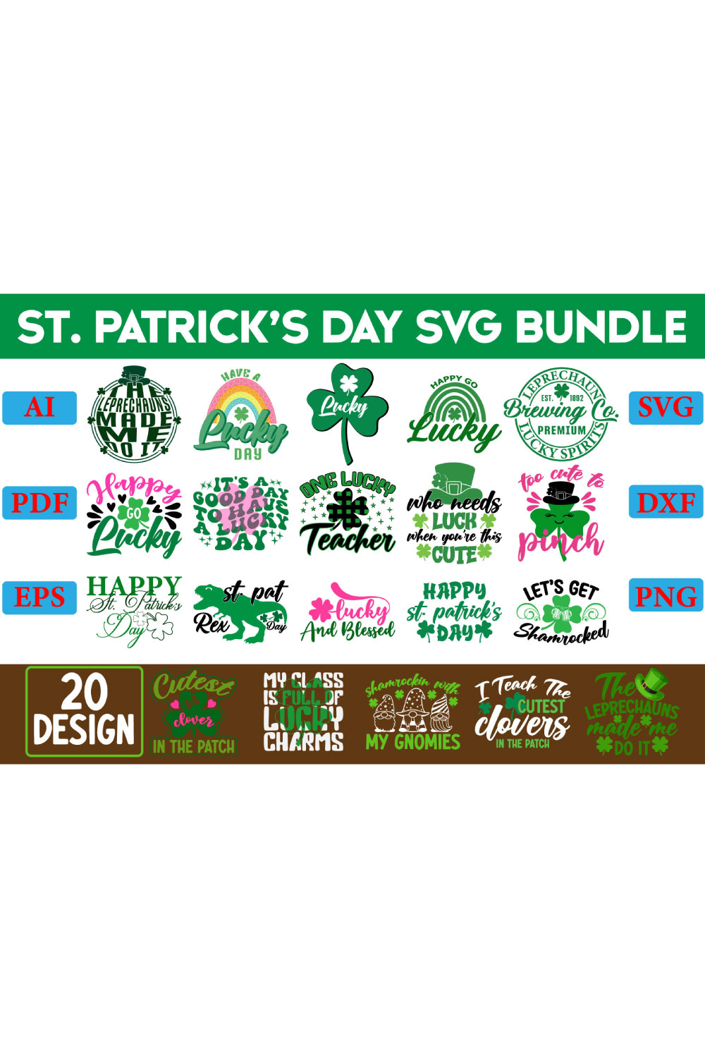 St Patrick’s Day Svg Bundle pinterest preview image.