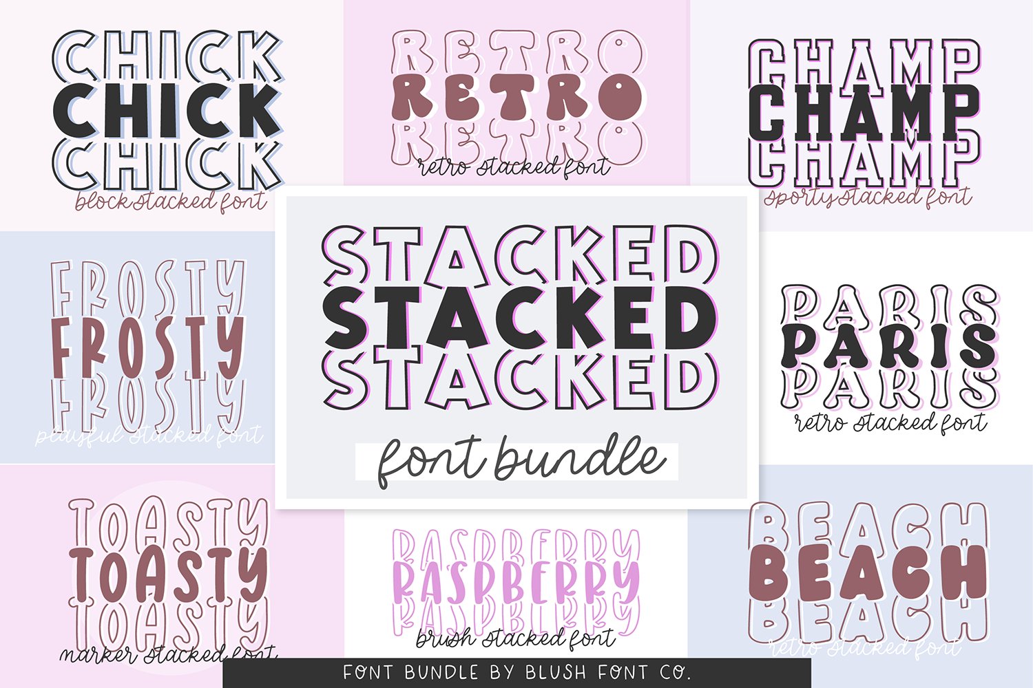 TRENDY STACKED FONT BUNDLE cover image.