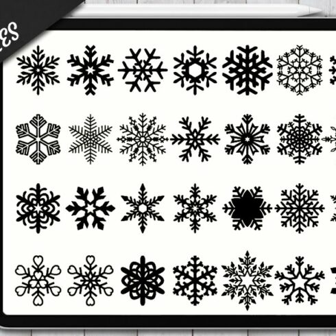 Procreate Stamp Brushes Snowflakes.cover image.