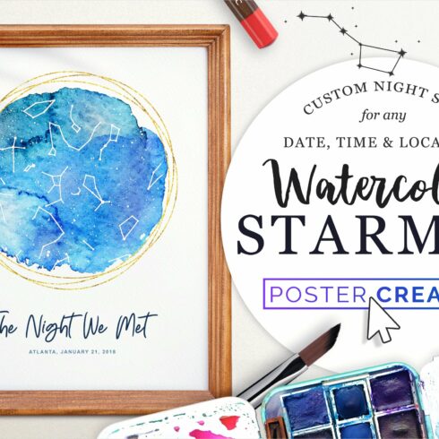 Watercolor Starmap Poster Creatorcover image.