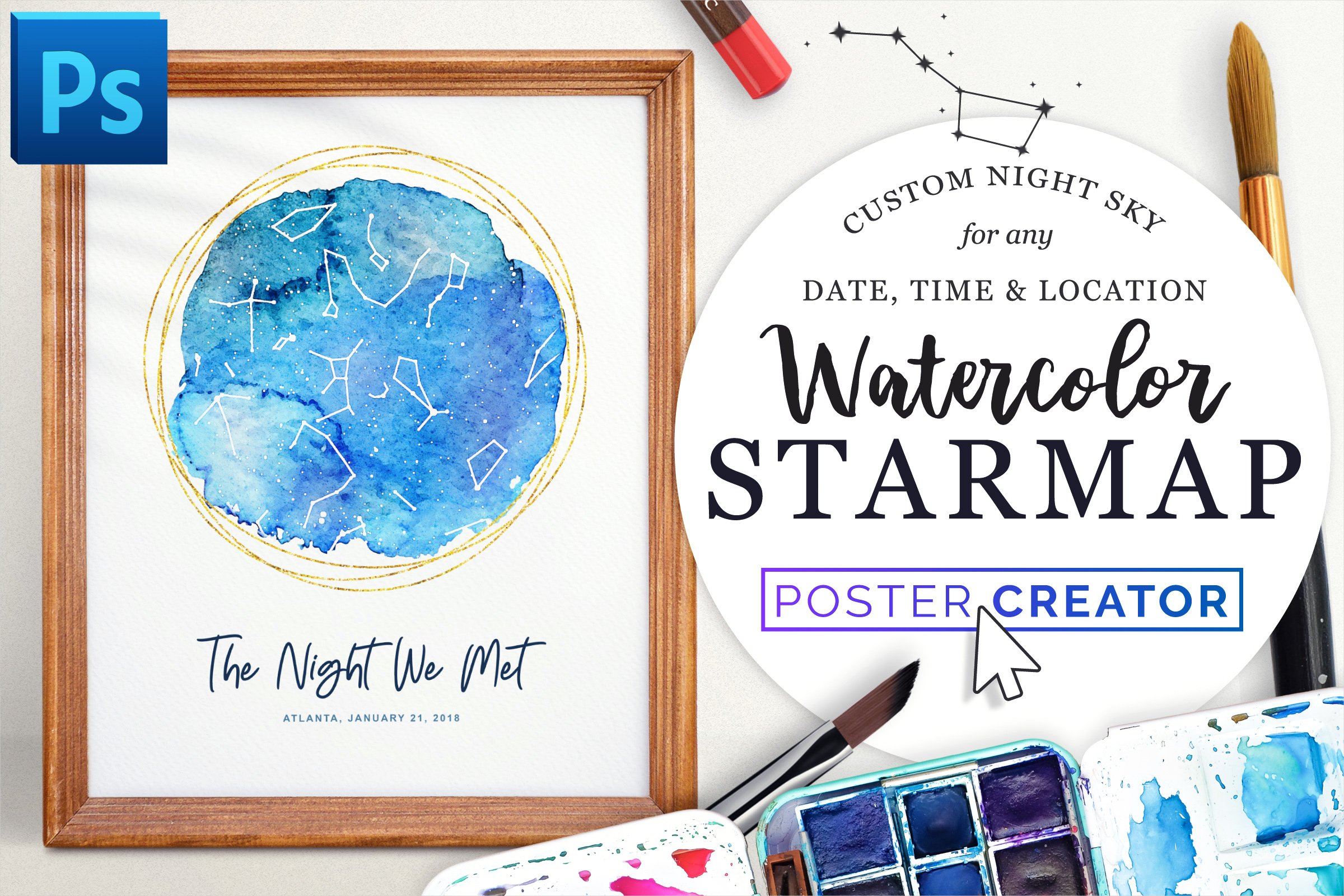 Watercolor Starmap Poster Creatorcover image.