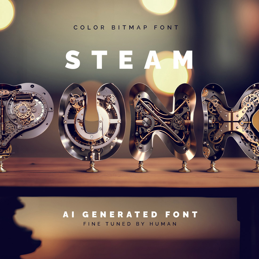 SteampunkAi - Color Bitmap Font cover image.