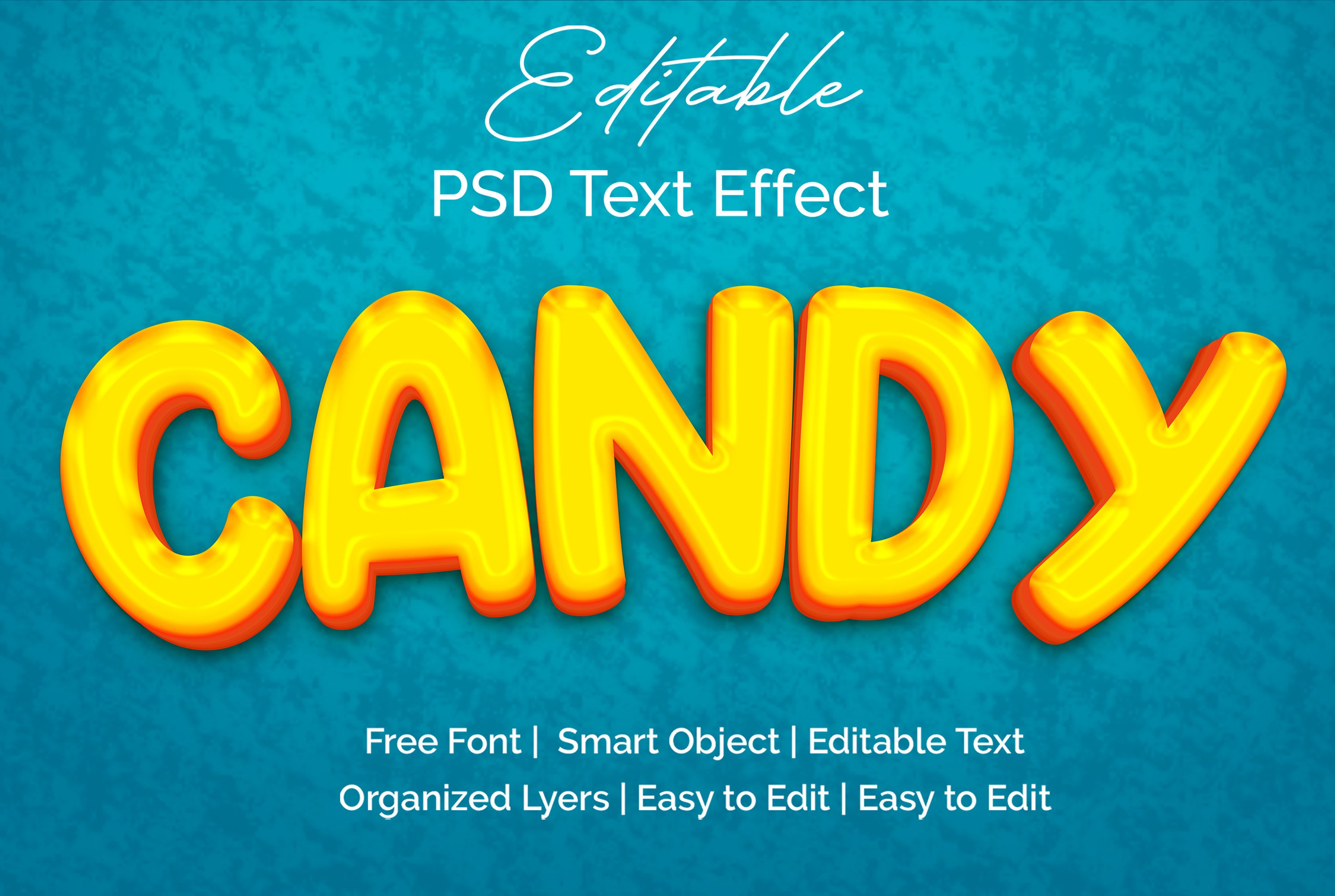 Photoshop 3D Editable Text Effectpreview image.