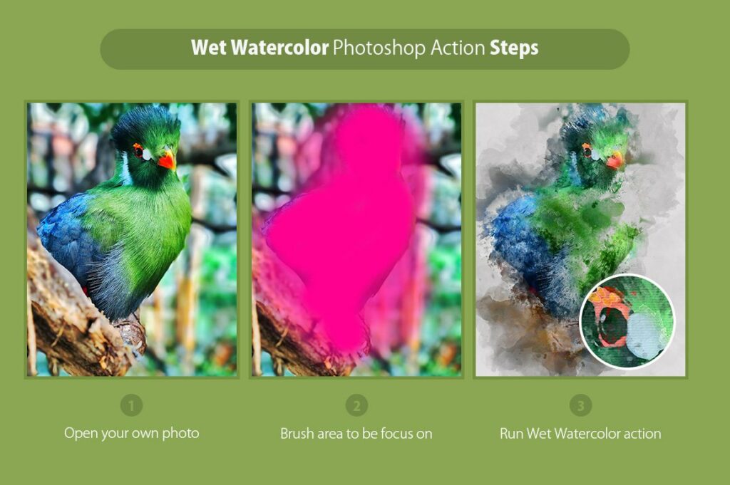 Wet Watercolor Photoshop Action – MasterBundles