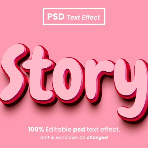 Story 3d editable PSD text effectcover image.