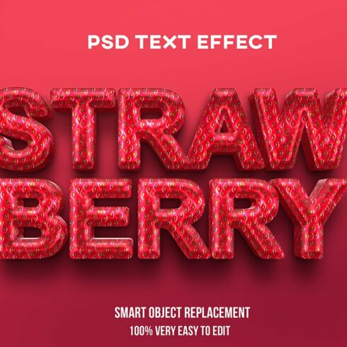 Strawberry 3D Text Effect Psdcover image.