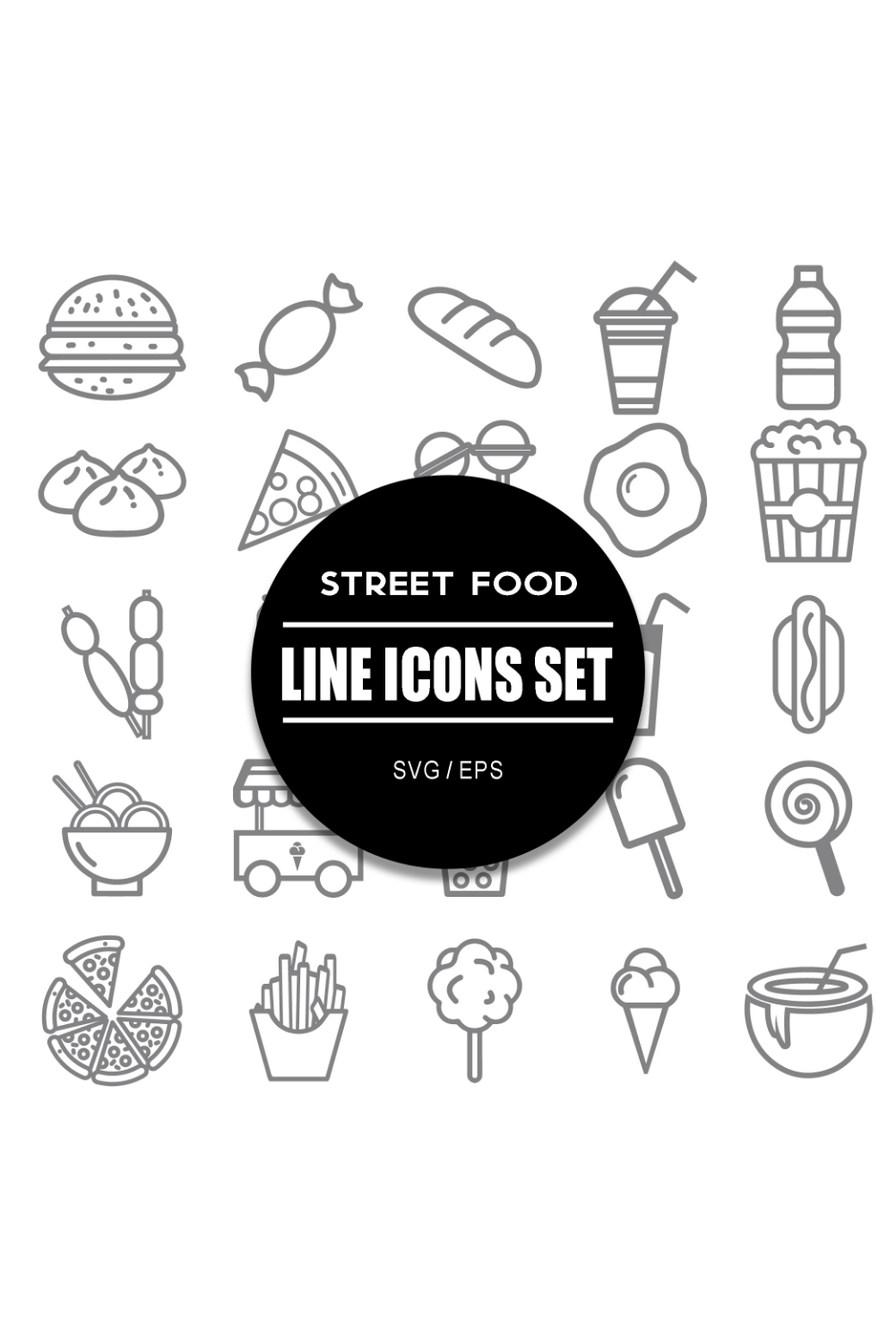 Street Food icon Set pinterest preview image.