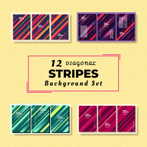 12 diagonal stripes background set in portrait style cover image.