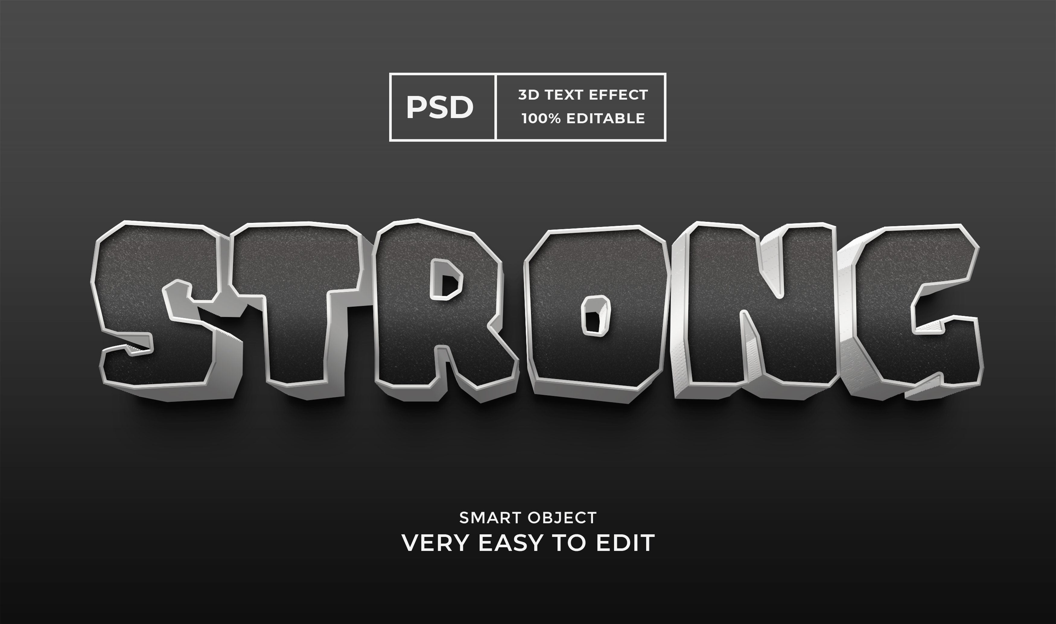 Black strong 3d text style effectcover image.