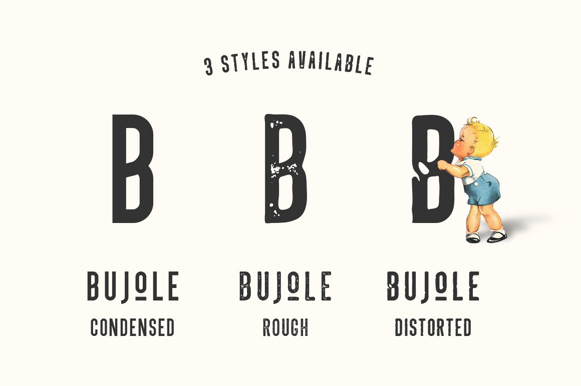 Bujole - A 3 Style Vintage Font preview image.