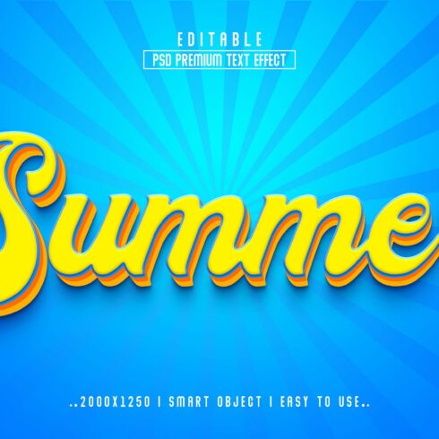 Summer 3D Editable psd Text Effectcover image.