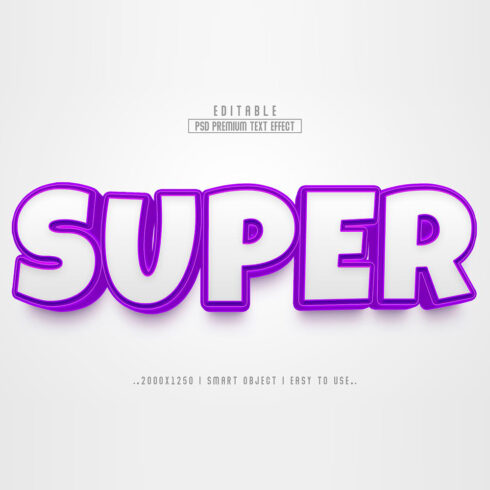 The word super is made up of purple and white letters.