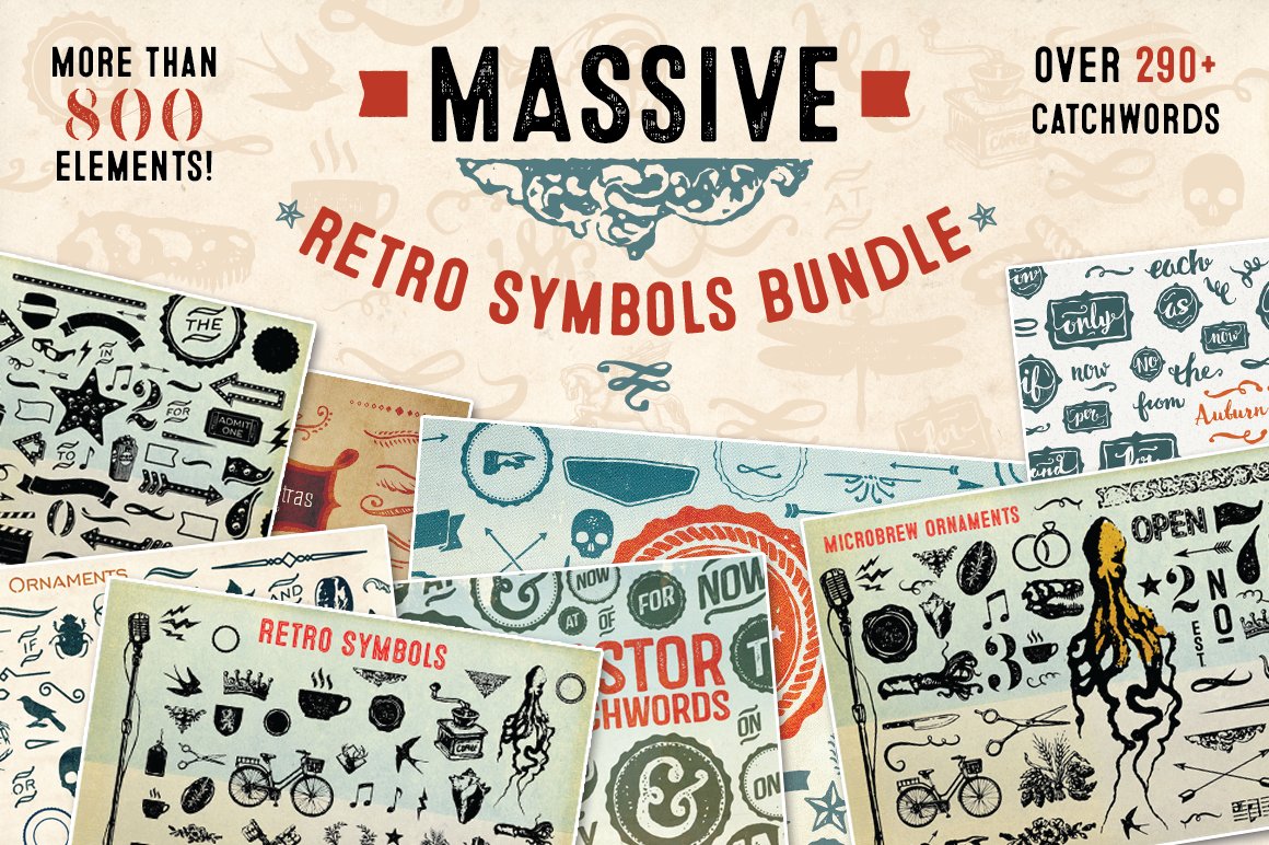 Massive Retro Symbols Bundle-90% Off cover image.