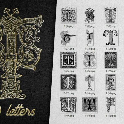 Vintage Letter T Vector And PNG cover image.