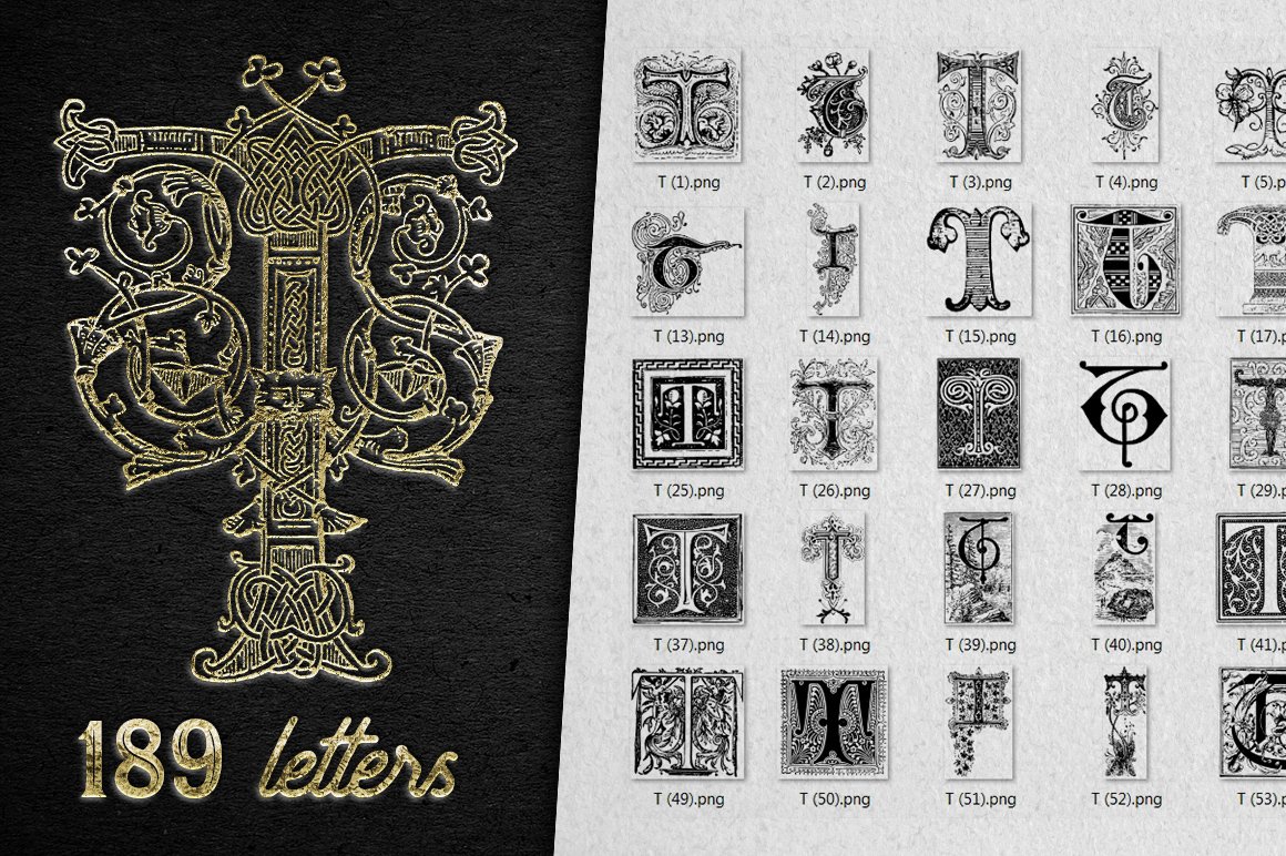 Vintage Letter T Vector And PNG cover image.