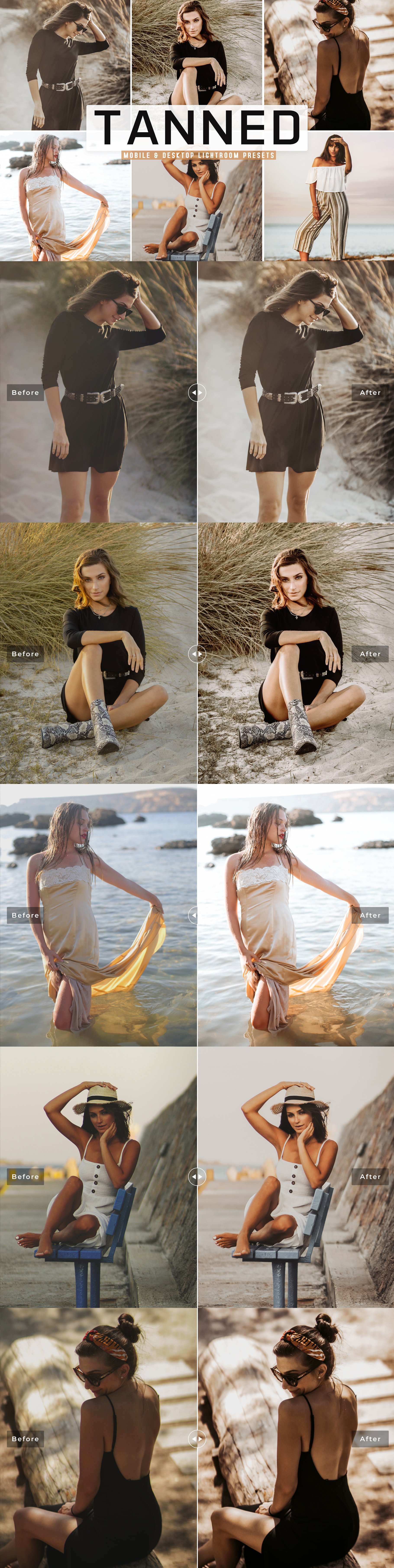 Tanned Lightroom Presets Packcover image.