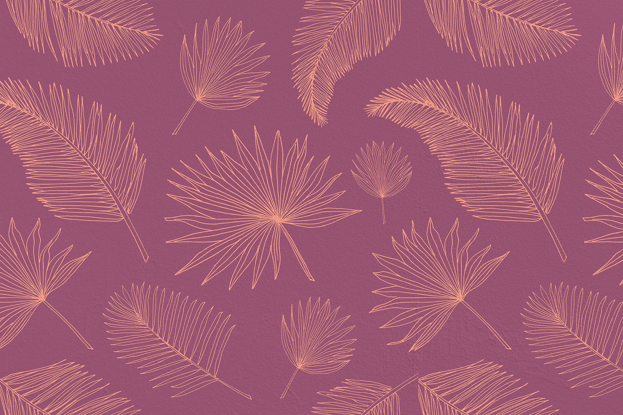 Bunch of palm leaves on a purple background.