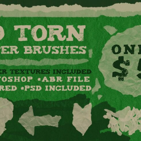 50 Torn Paper Brushes + 8 Texturescover image.