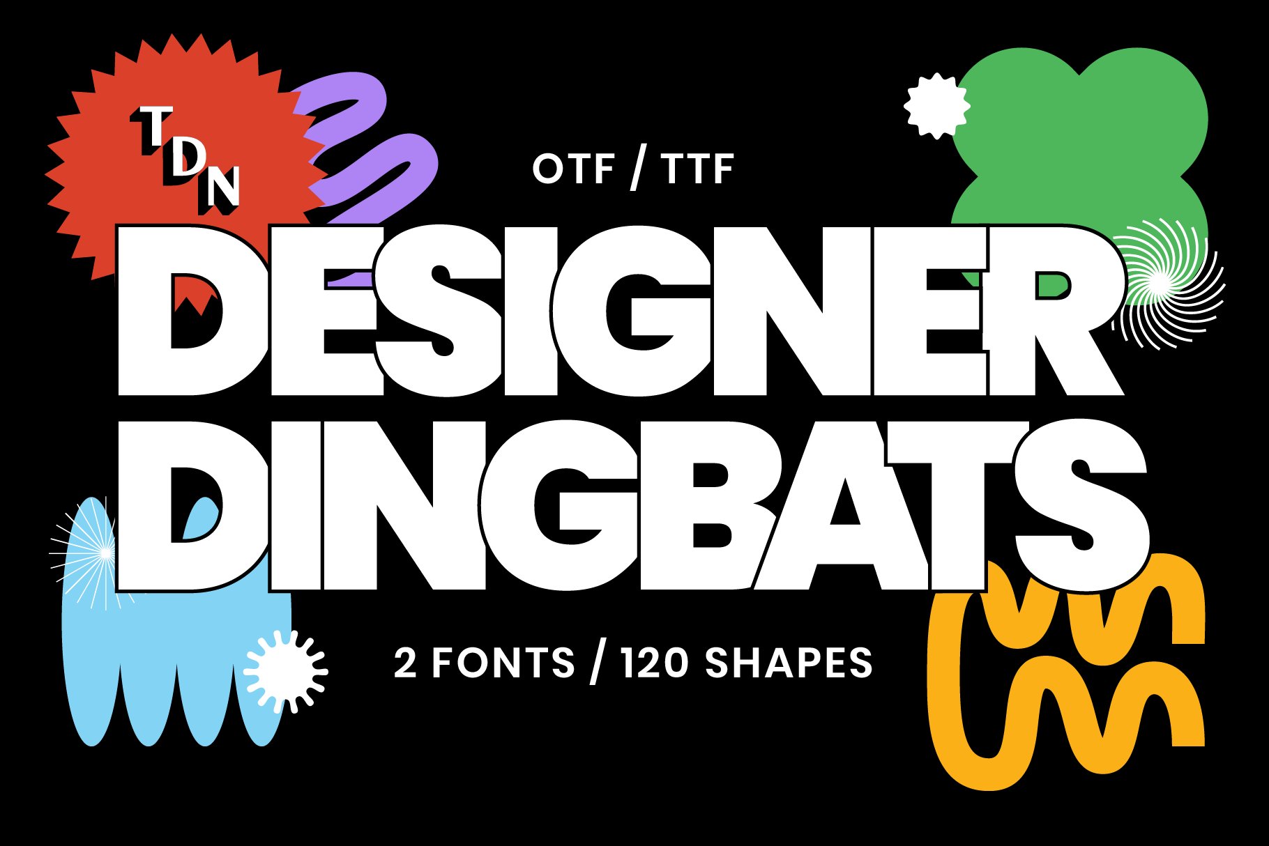 Designer Dingbats Font - 120 shapes! cover image.