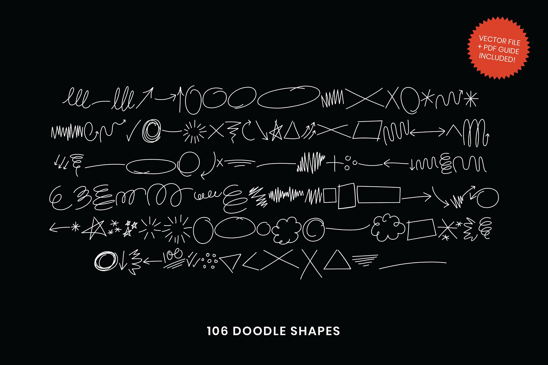 Doodle Dingbats Font - 106 Shapes! preview image.