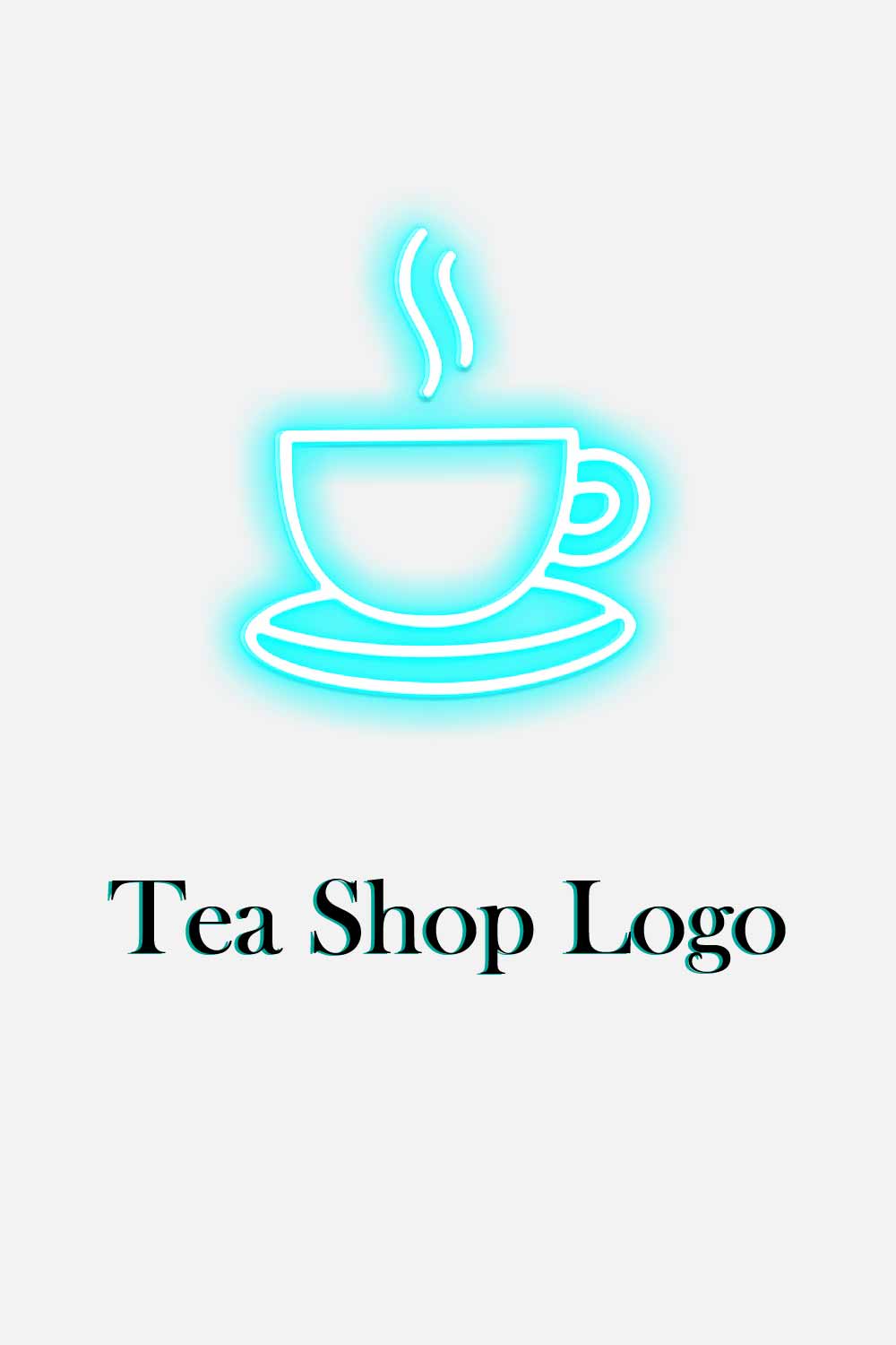 Attractive NEON light Tea Cup Logo Design pinterest preview image.