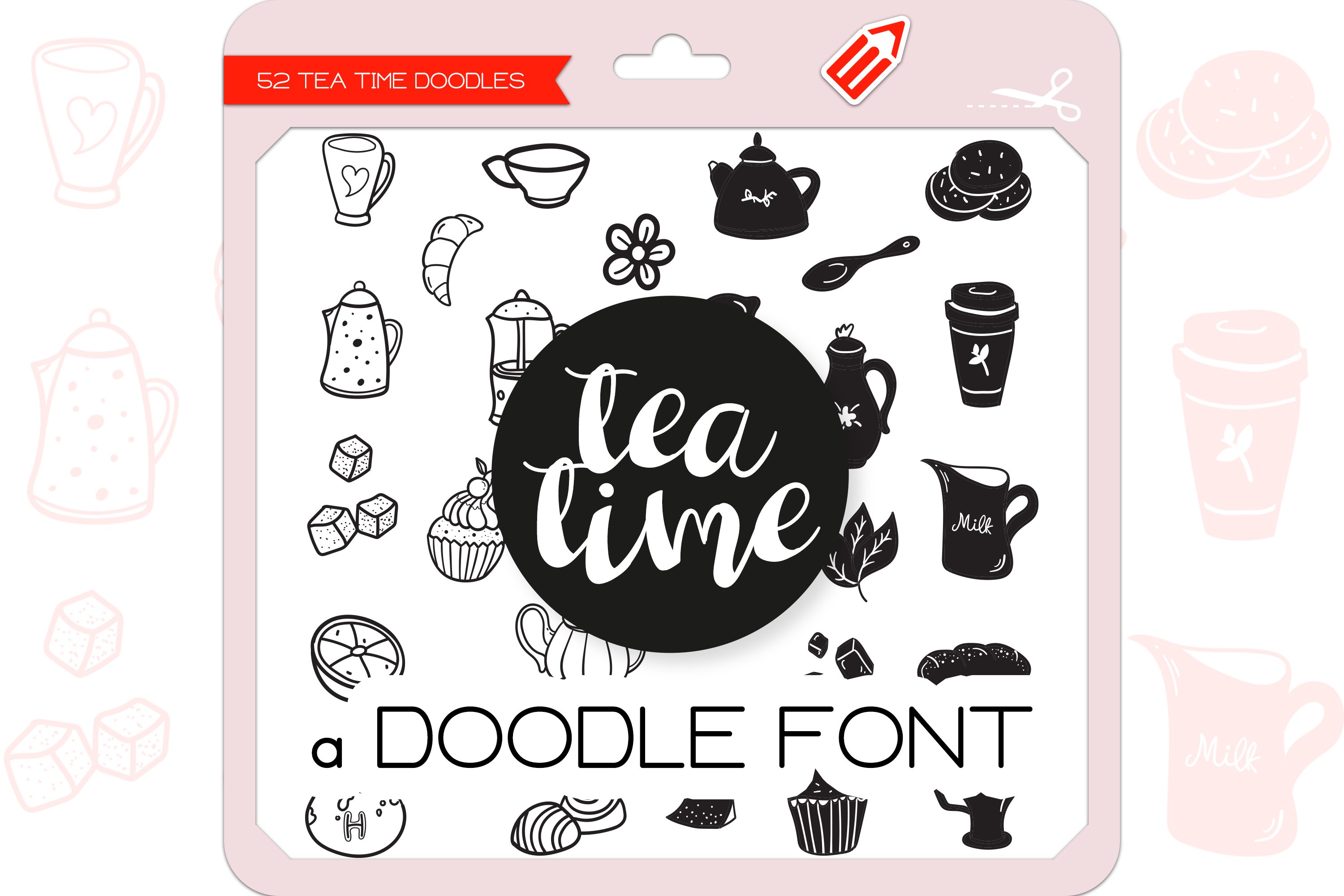 Tea Time Doodles - Dingbats Font cover image.