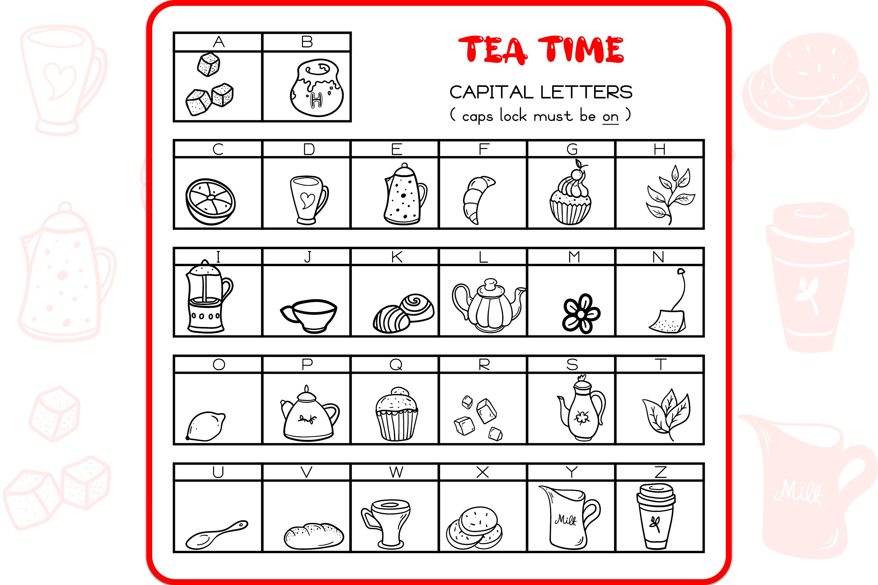 Tea Time Doodles - Dingbats Font preview image.