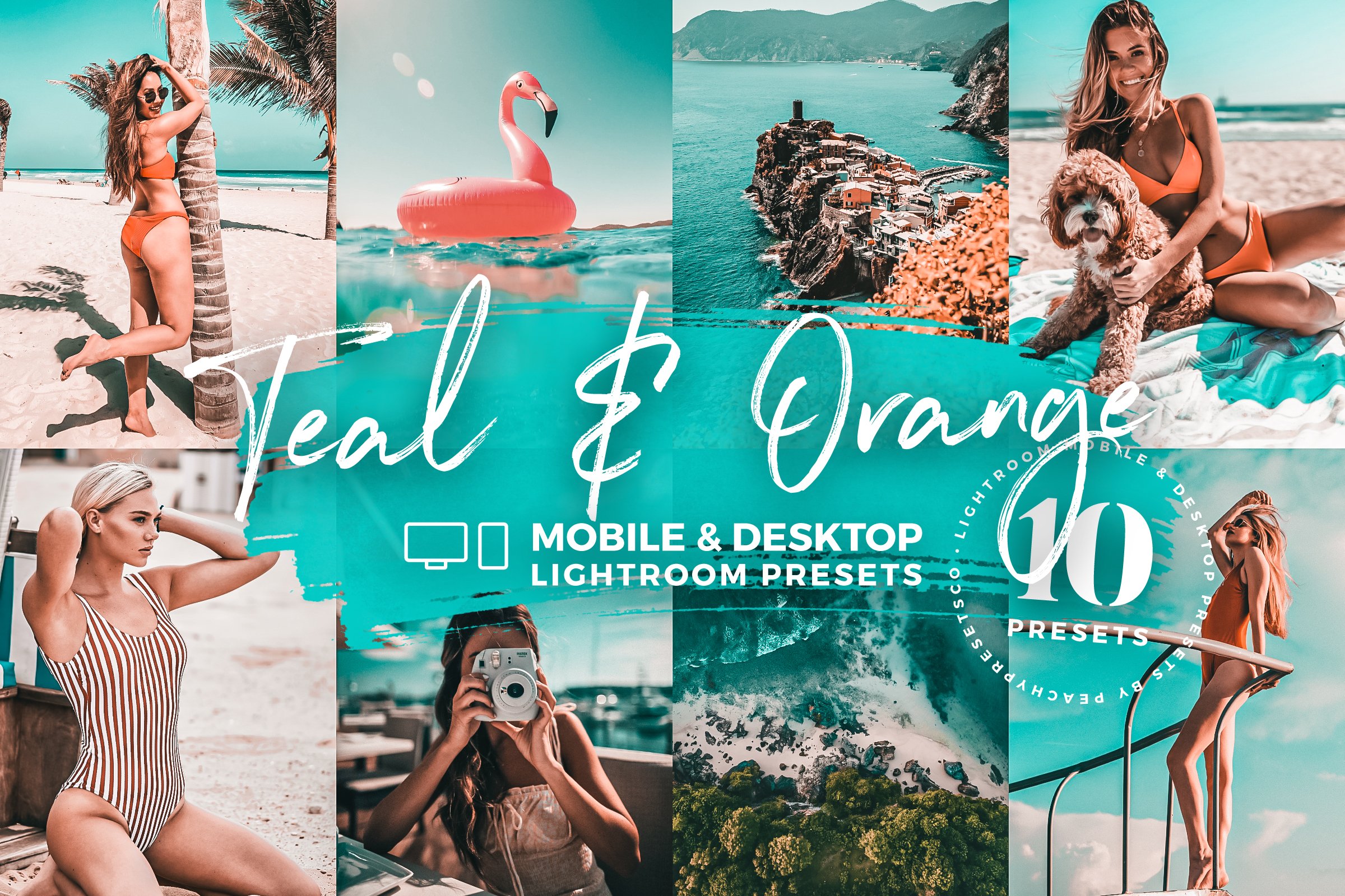 10 Teal & Orange Mobile Presetscover image.