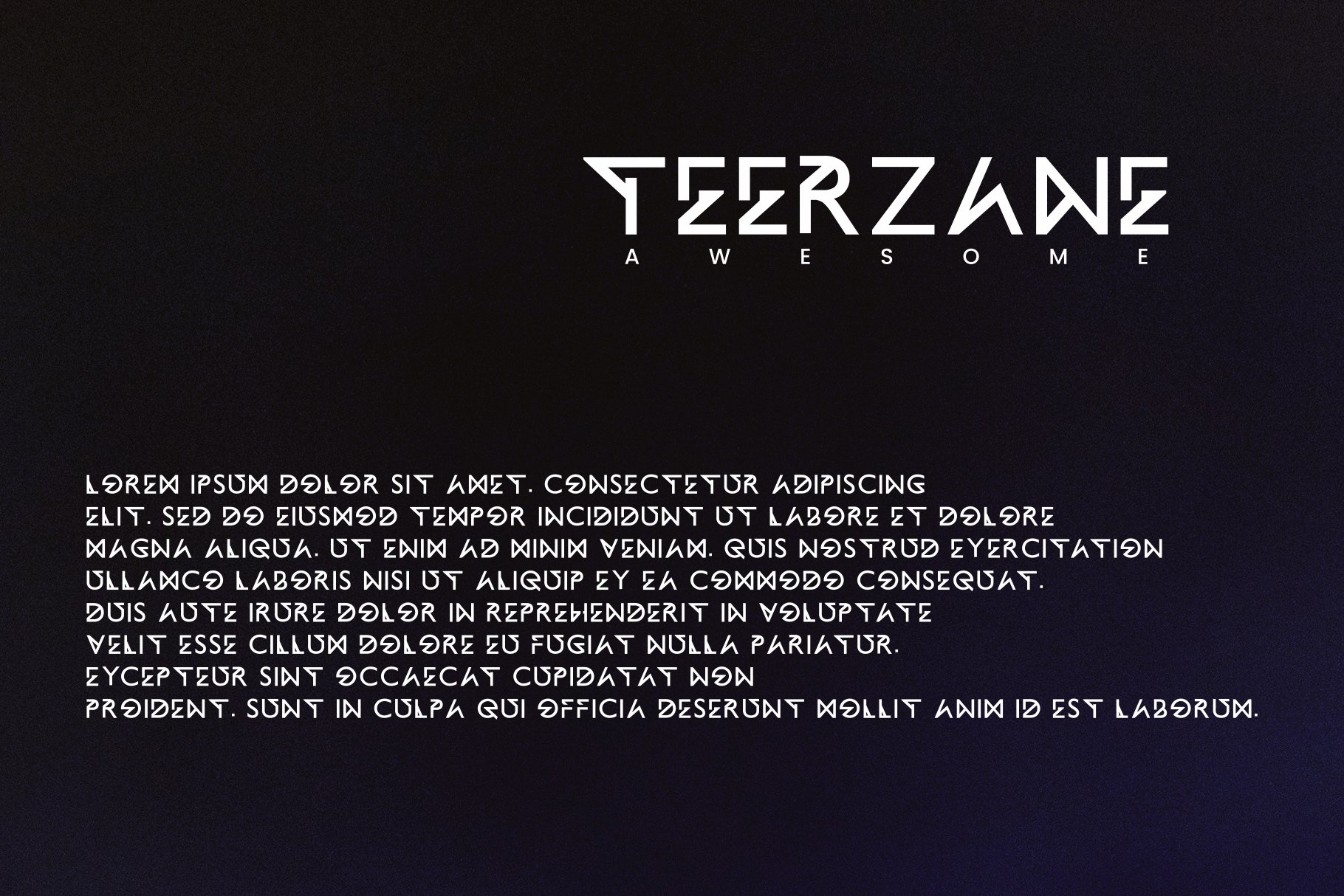 Teerzane - Futuristic Display Font preview image.