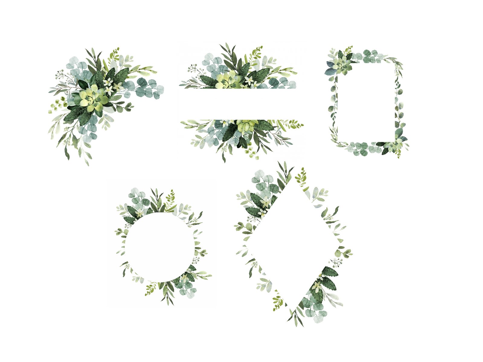 Foliage watercolor clipart preview image.