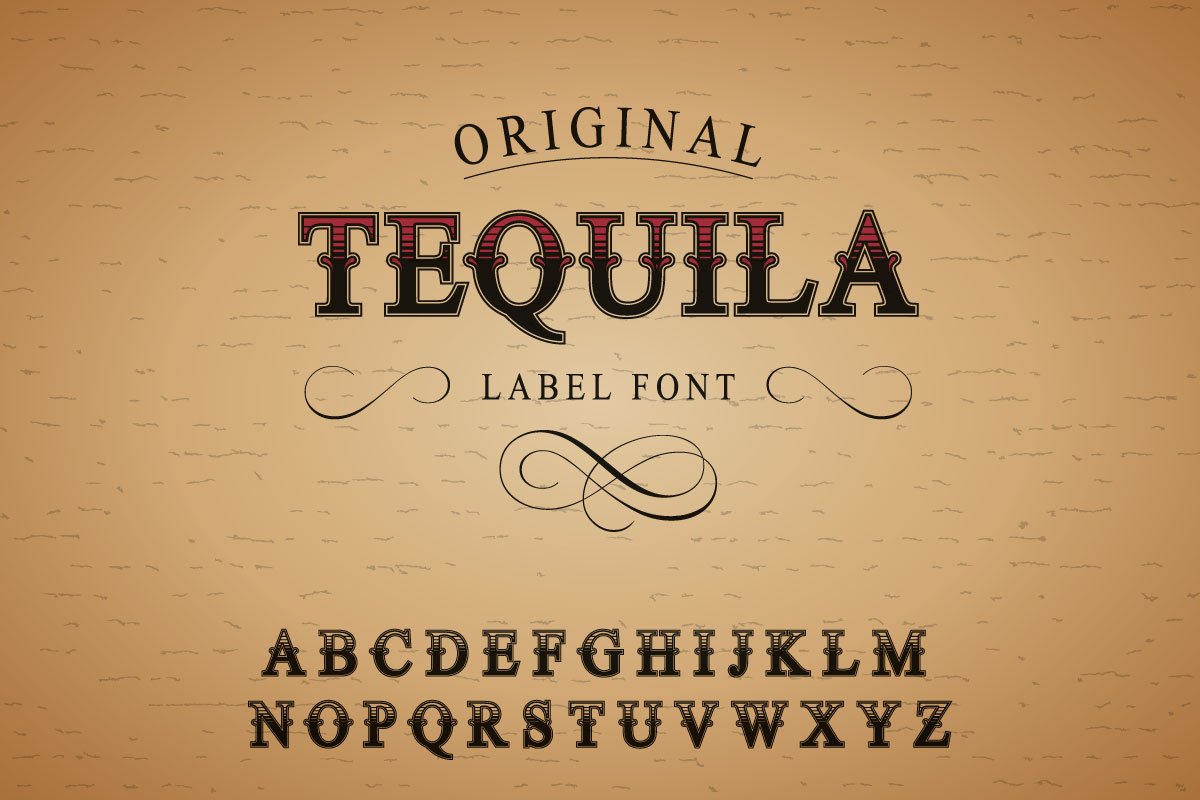 Tequila label font preview image.