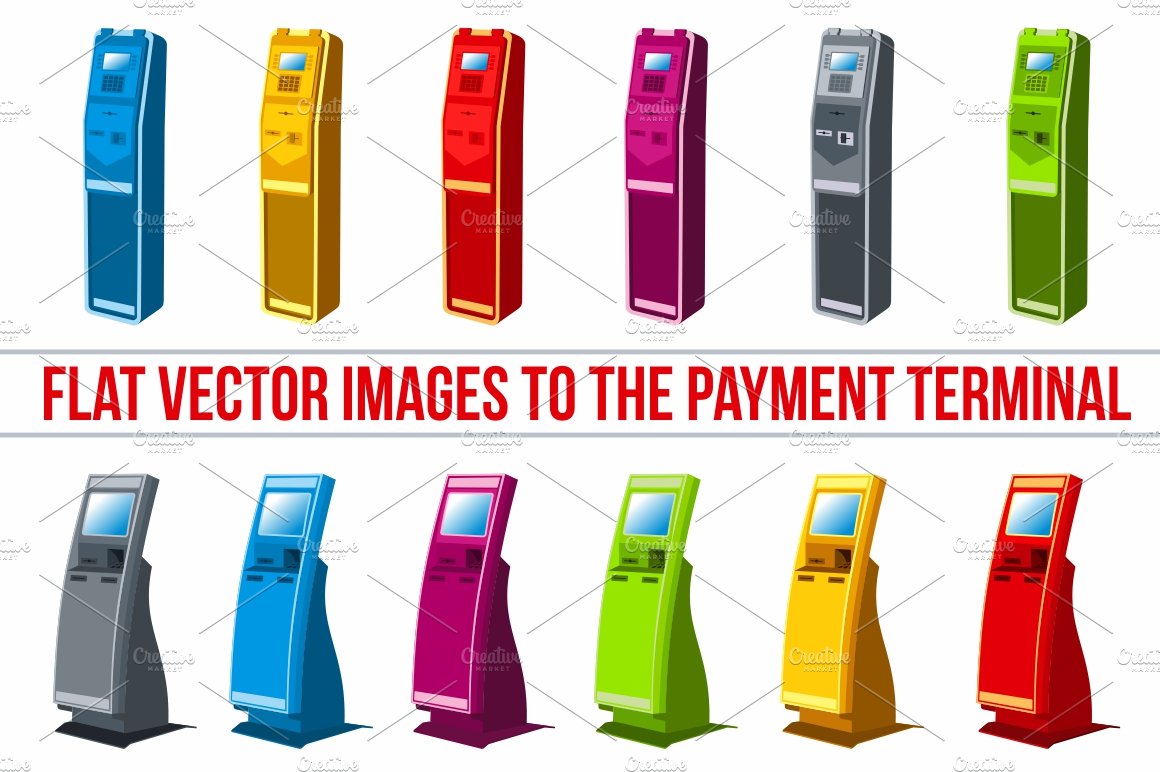 Flat vector the payment terminal preview image.