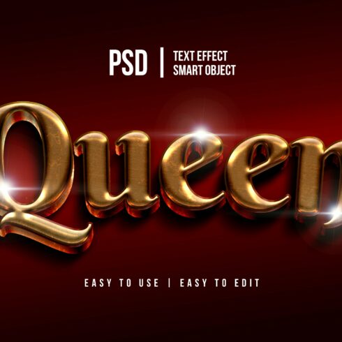 golden queen typography text effectcover image.
