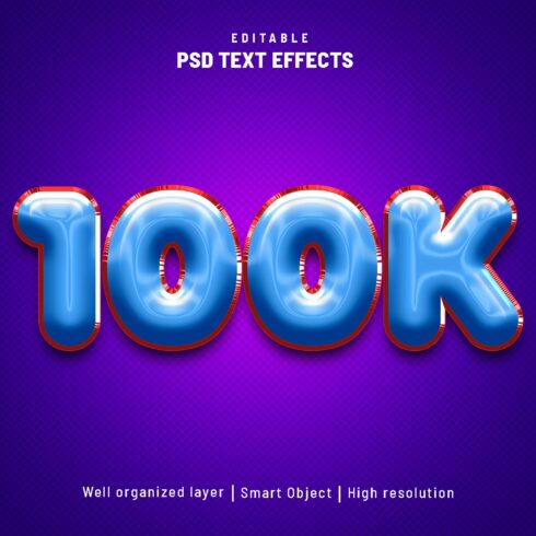 100K balloon editable text effectcover image.