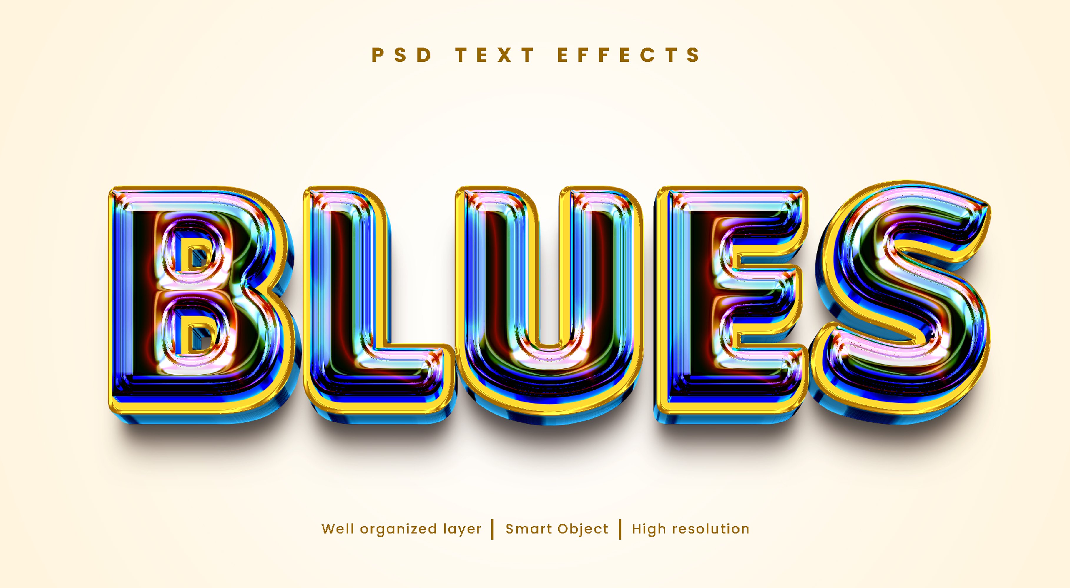 Blues color editable text style PSDcover image.
