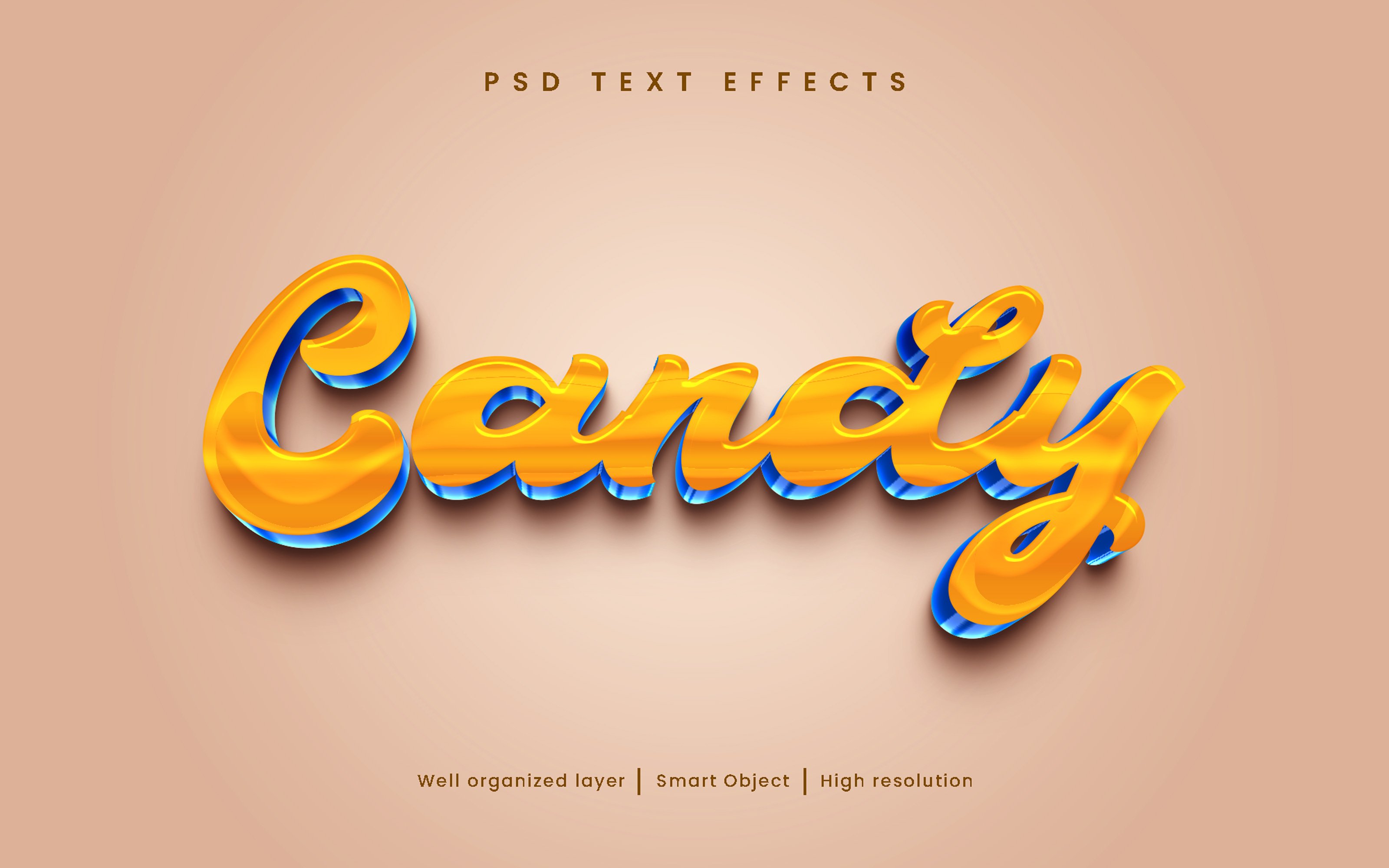 Candy chocolate editable text PSDcover image.