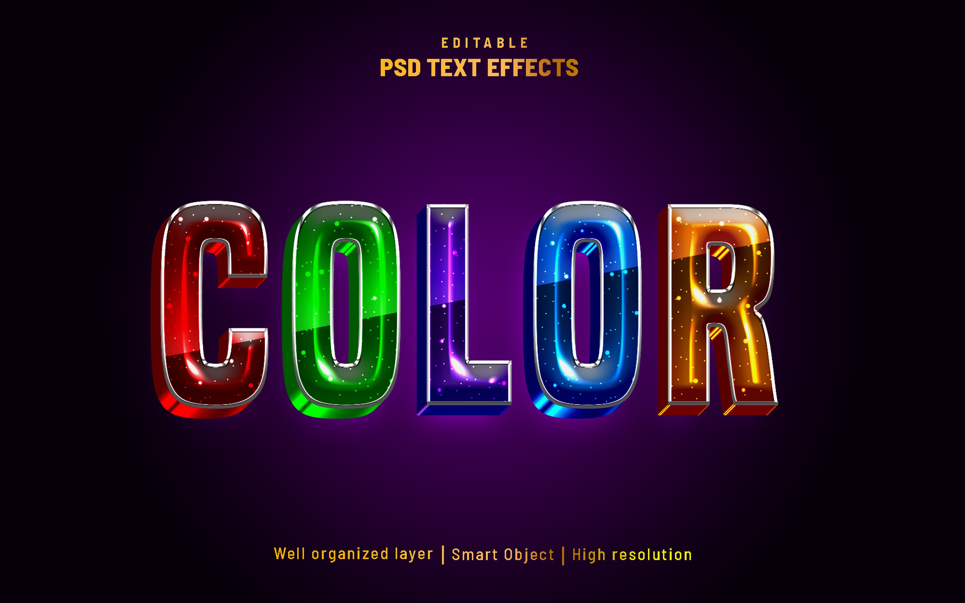 Color Editable text effect PSDcover image.